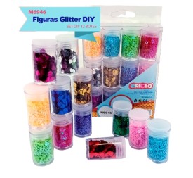 FIGURAS GLITTER DIY (12 BOETES)