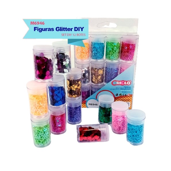 FIGURAS GLITTER DIY (12 BOETES)