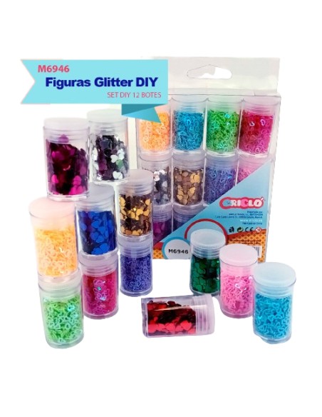 FIGURAS GLITTER DIY (12 BOETES)