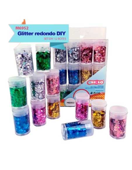 GLITTER REDONDO DIY (12 BOTES)