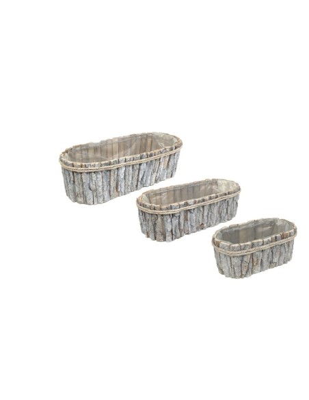 JUEGO 3 JARDINERAS OVAL MADERA