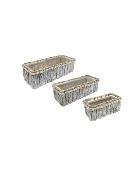 JUEGO 3 JARDINERAS RECTANGULAR MADERA