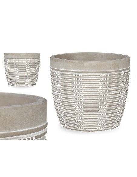 MACETA CEMENTO RAYADA REDONDA 12,5X10