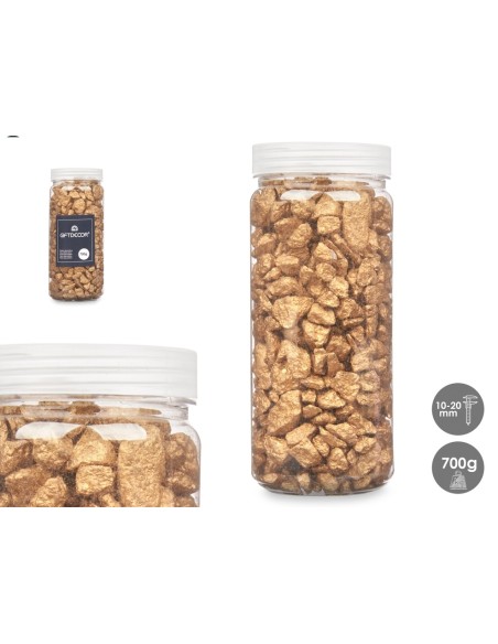 BOTE PIEDRA 10 20 MM METALIZADA 700G ORO