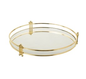 BANDEJA METAL-CRISTAL ORO 30 X 30 X 5 CM