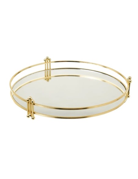 BANDEJA METAL-CRISTAL ORO 30 X 30 X 5 CM