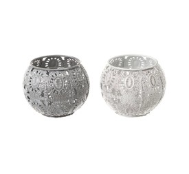 PORTAVELAS 2/C METAL-CRISTAL 11 X 11 X 8,50 CM
