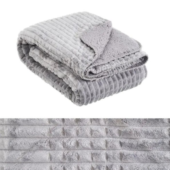 MANTA FRANELA-SHERPA PARIS PLATA-GRIS 125 X 150 CM