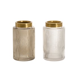 JARRÓN 2/C VIDRIO 11 X 11 X 19 CM RALLADO