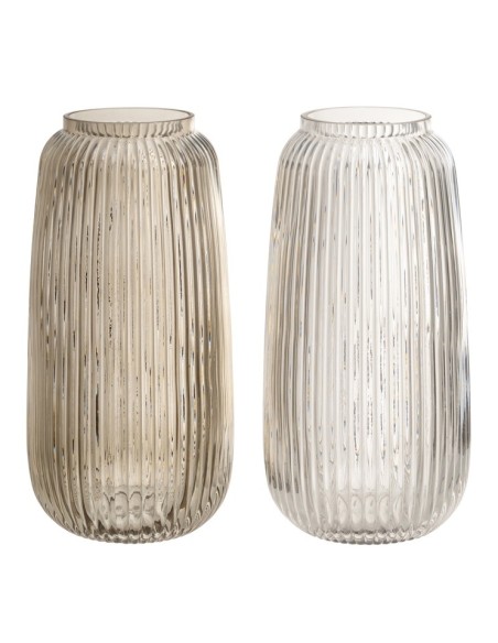 JARRÓN 2/C VIDRIO 14 X 14 X 30 CM RALLADO