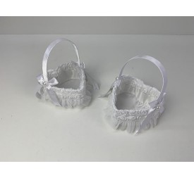 CESTA PARA BODA 13X20CM CORAZON BLANCO