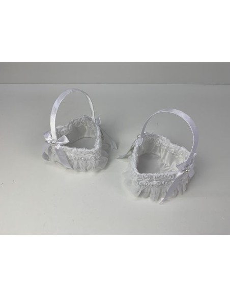 CESTA PARA BODA 13X20CM CORAZON BLANCO