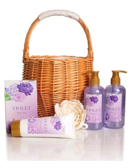 BOLSO DE MIMBRE. VIOLETAS