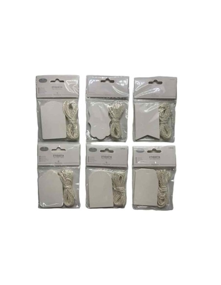 ETIQUETA CON CUERDA 12PCS BLANCO