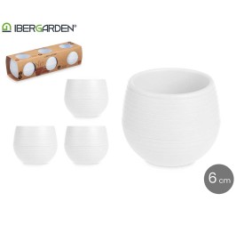 SET 3 MACETAS RESERVA AGUA 6 CM BLANCA