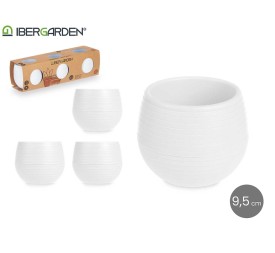 SET 3 MACETAS RESERVA AGUA 9,5 CM BLANCA