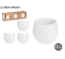 SET 3 MACETAS RESERVA AGUA 13 CM BLANCA