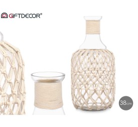 BOTELLA VIDRIO CUERDA BLANCA MED