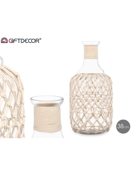 BOTELLA VIDRIO CUERDA BLANCA MED