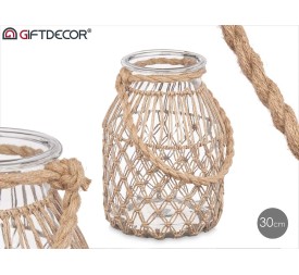 PORTAVELA VIDRIO CUERDA NATURAL GRD