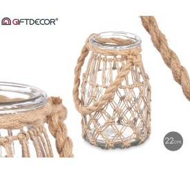 PORTAVELA VIDRIO CUERDA NATURAL PEQ