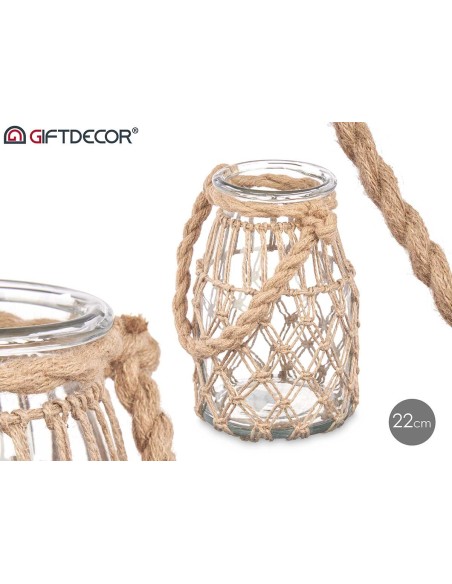 PORTAVELA VIDRIO CUERDA NATURAL PEQ