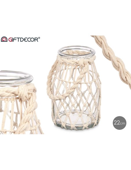 PORTAVELA VIDRIO CUERDA BLANCA PEQ