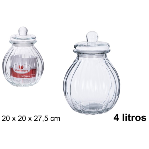 BOTE CRISTAL CALABAZA HERMETICO 4 LITROS