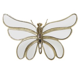 FIGURA RESINA ESPEJO 25,5X6X17 MARIPOSA DORADO
