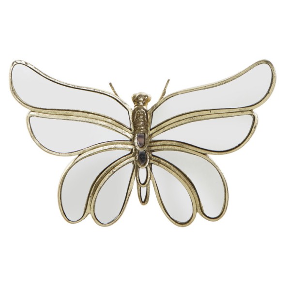 FIGURA RESINA ESPEJO 25,5X6X17 MARIPOSA DORADO