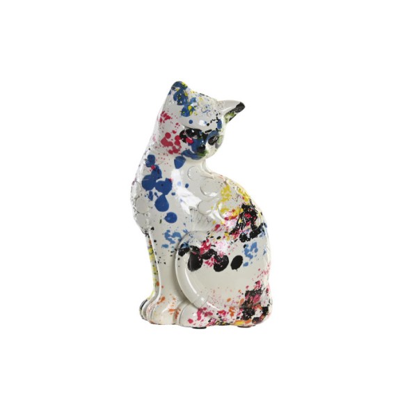 FIGURA RESINA 10X7X17 GATO MULTICOLOR