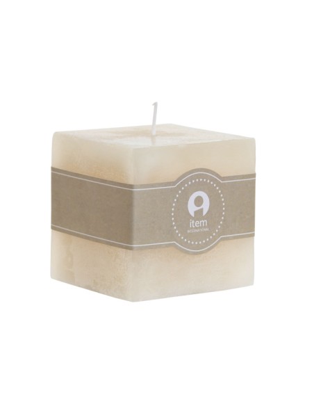 VELA CERA 7X7X7 300 GR, CUADRADA NATURAL CREMA