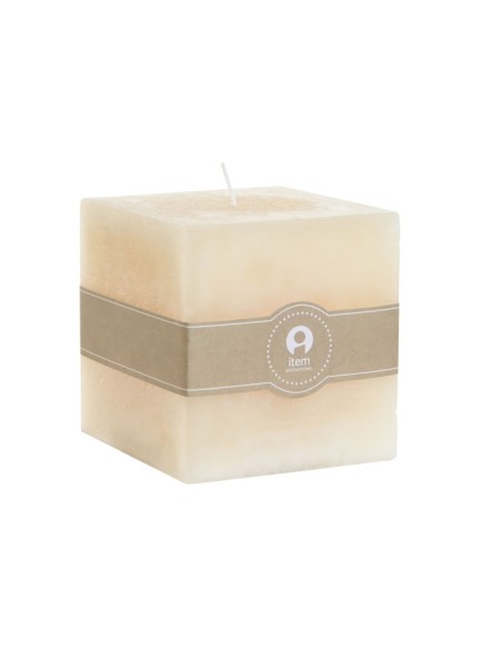 VELA CERA 10X10X10 850 GR, CUADRADA NATURAL CREMA