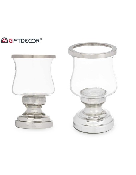 PORTAVELA COPA PLATEADA 11,5x11,5x19 cm.