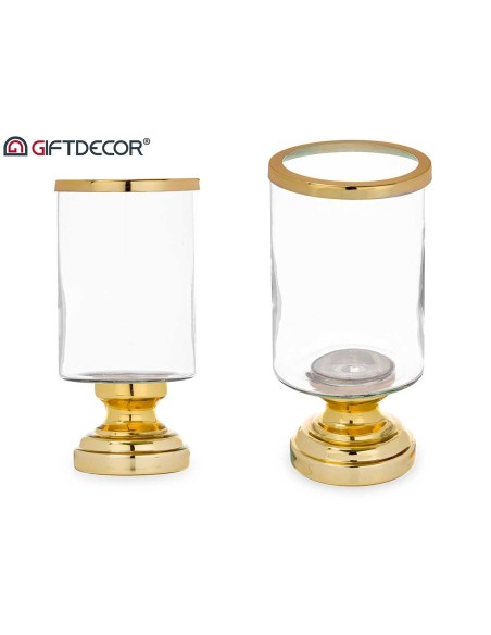 PORTAVELA COPA CILINDRO DORADA 12 x 12 x 24,5 cm.