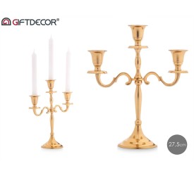 CANDELABRO 3 VELAS DORADO 28CM
