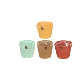 MACETERO CUERDA CUAD. COLOR L C/PLASTICO 22x22x20 cm