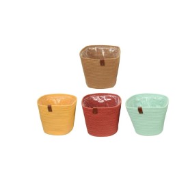 MACETERO CUERDA CUAD. COLOR XL C/PLASTICO 25x25x23 cm.