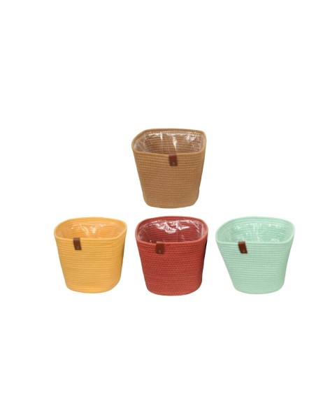 MACETERO CUERDA CUAD. COLOR XL C/PLASTICO 25x25x23 cm.