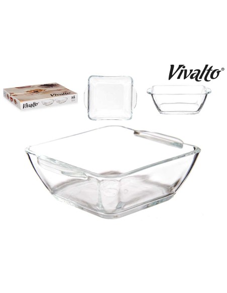 CAZUELA VIDRIO APERITIVO CUADRADA CON ASAS 150ML