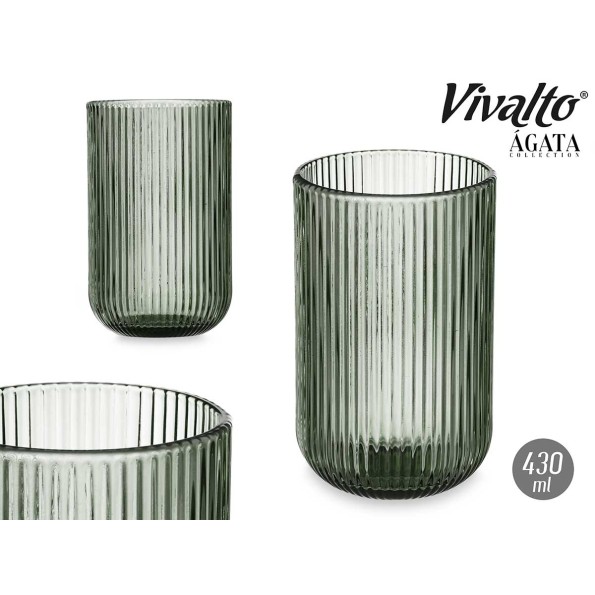 VASO ALTO 430ML VERDE MUSGO RAYAS 1UNIDAD