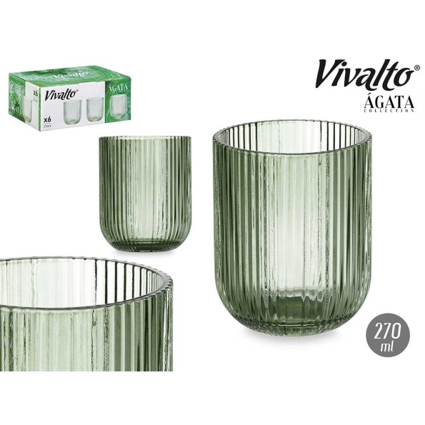 VASO BAJO 270 ML VERDE MUSGO RAYAS 1UNIDAD