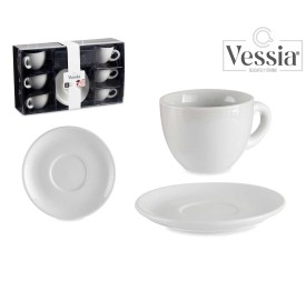 SET 6 TAZAS CAFE PORCELANA BLANCA C PLATO 250ML