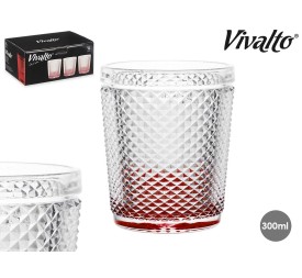 VASO DIAMANTE AGUA  PIE ROJO 300 ML 1 UNIDAD