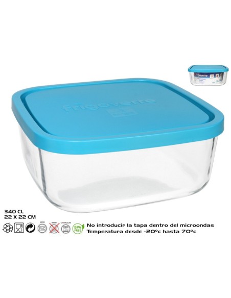 FIAMBRERA CRISTAL CUAD TAPA 340CL 22X22 FIAMBRERA CRISTAL CUAD TAPA 340CL 22X22