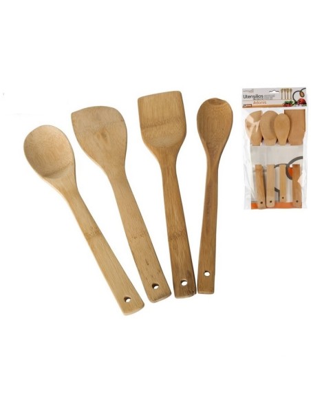 UTENSILIOS COCINA X4 ADONIS BAMBU