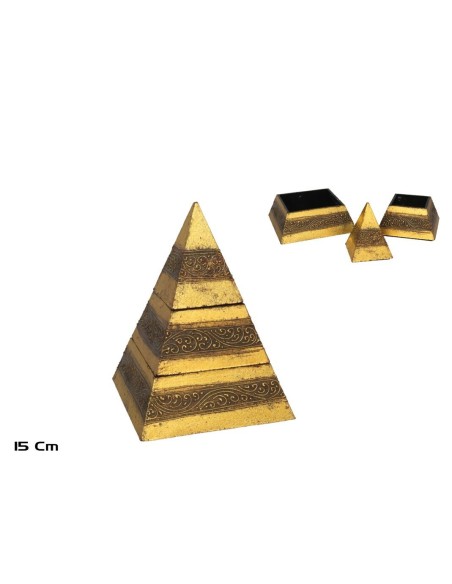 CAJA PIRAMIDE 15 CM ORO ENVEJECIDO