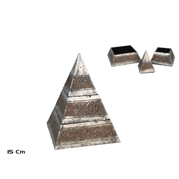 CAJA PIRAMIDE 15 CM PLATA