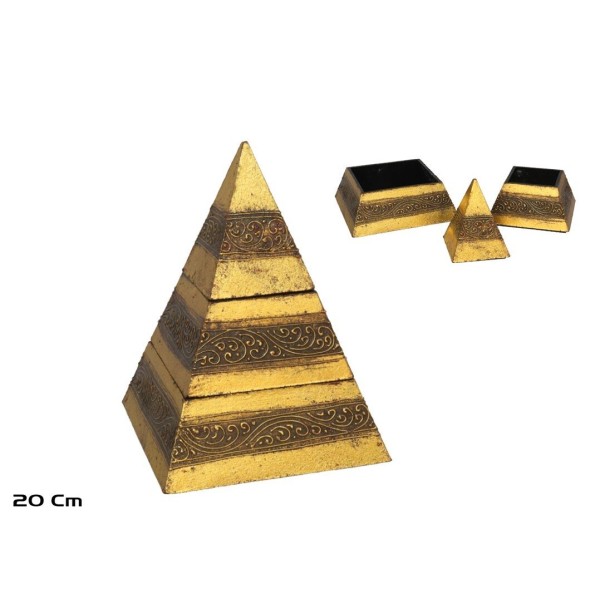 CAJA PIRAMIDE 20 CM ORO