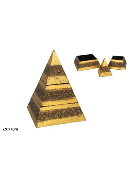 CAJA PIRAMIDE 20 CM ORO